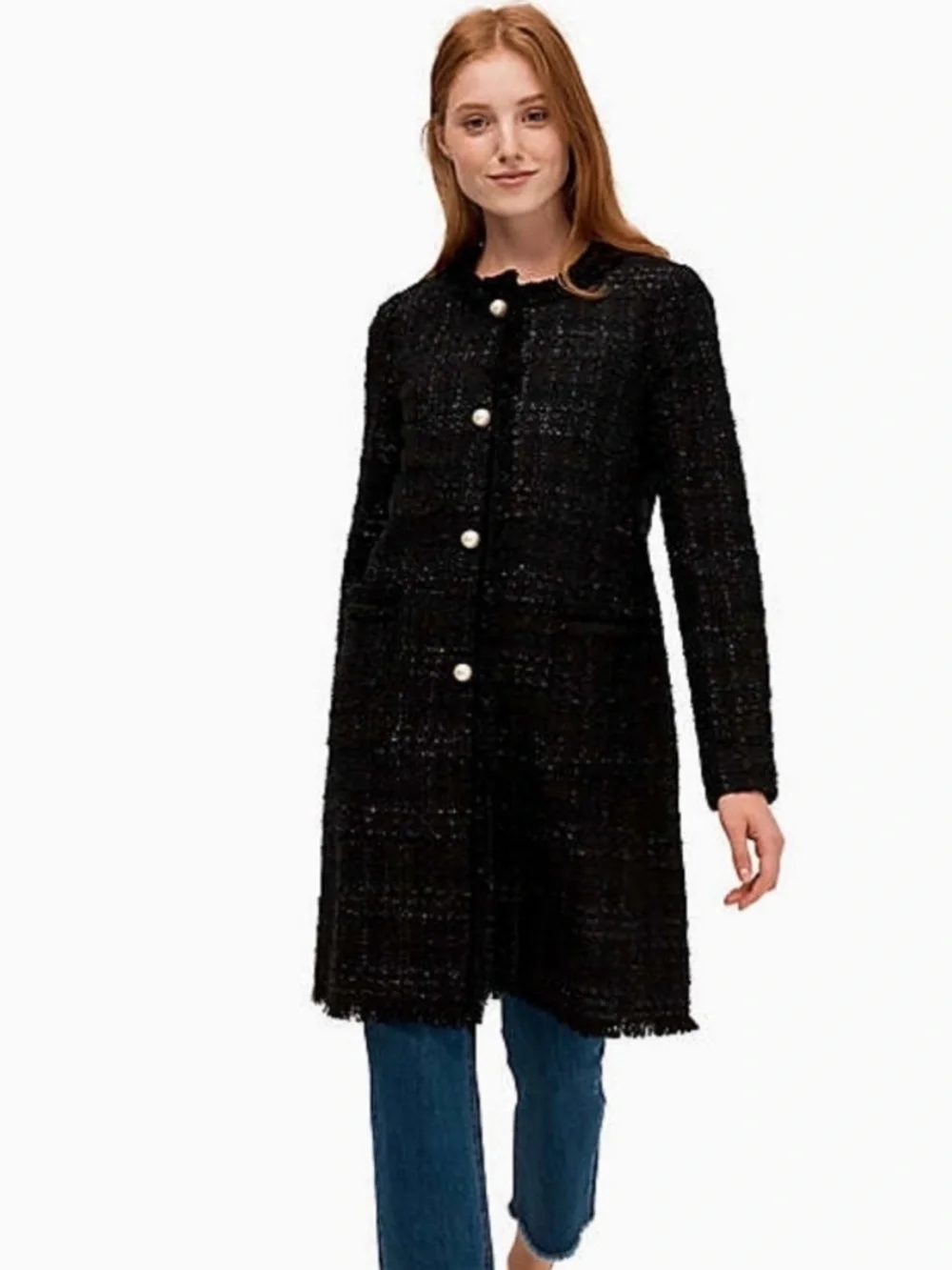 Kate Spade New York Dashing Beauty sparkle tweed coat size 10 EUC